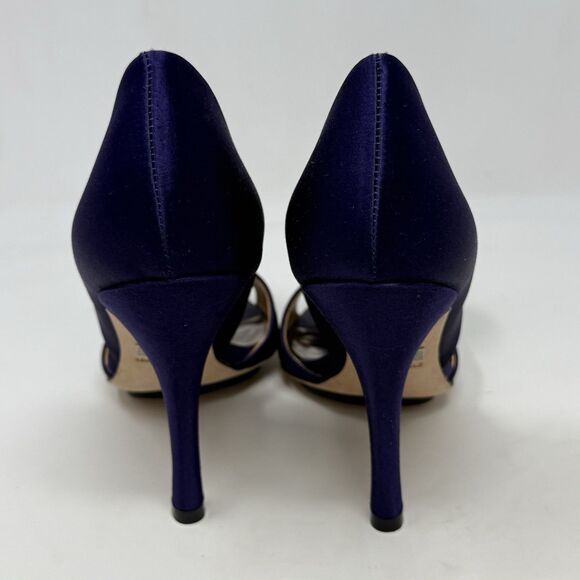 Badgley Mischka Randall D'orsay Heels Womens 7 Purple Satin Peep Toe Wedding - Picture 8 of 16